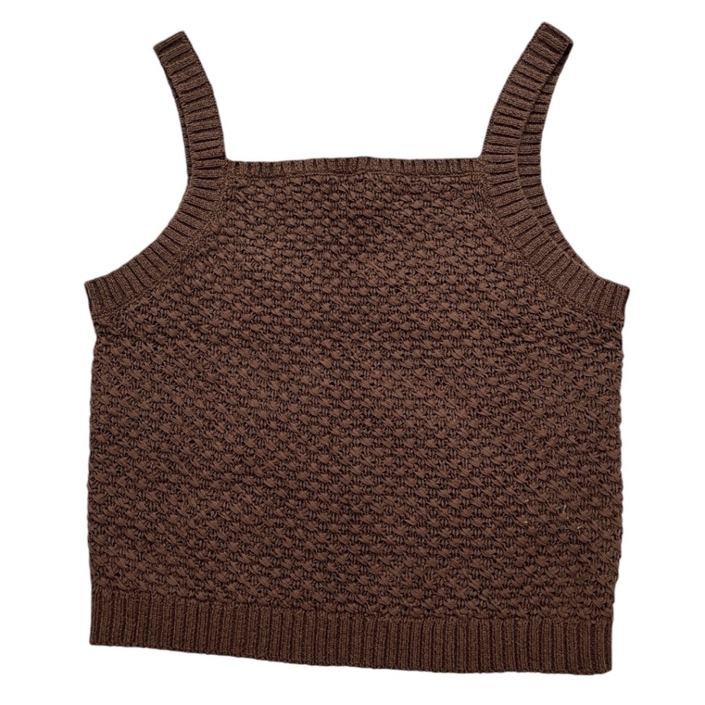J. Crew Basket Stitch Sweater Tank XL Dark Brown